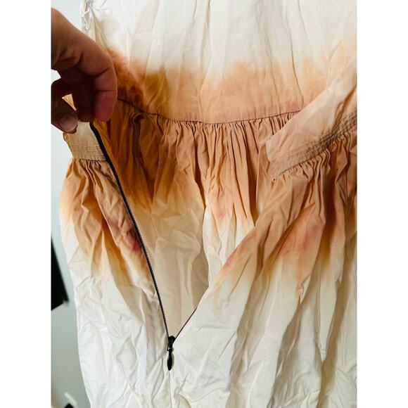 A. L. C. Multicolored Cotton Tan White Halter Neck Maxi Dress Size 6 - Picture 11 of 16